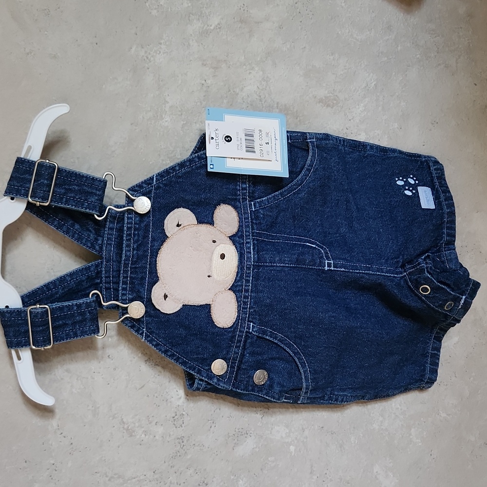 Brand New Baby Jean Bear Overalls and Bear Onesie